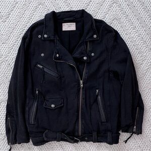 We The Free Faded Black Rebel Knit Women's Moto Jacket Small